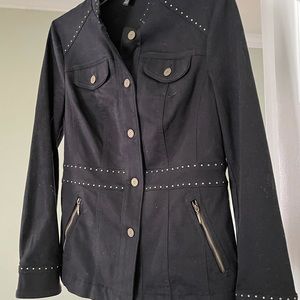 White House Black Market black studded jean jacket